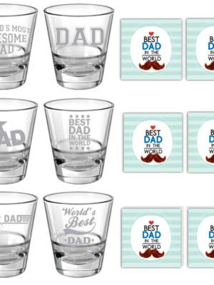 No 1 Best Awesome Dad Whisky Glass for Dad Set of 6