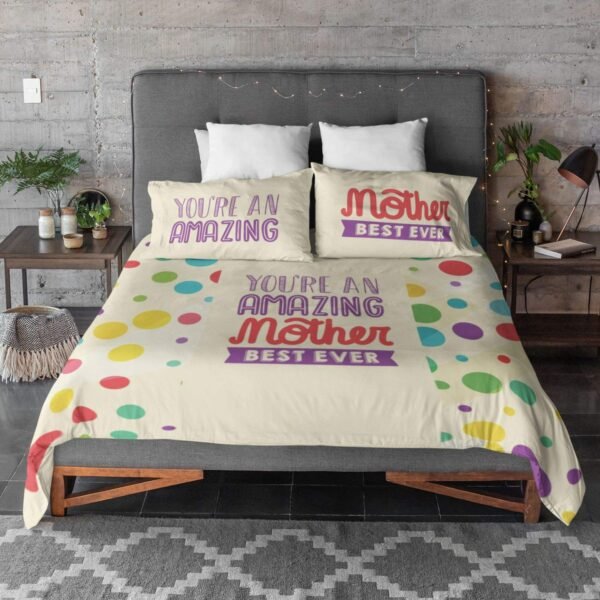 for Mother King Size Velvet Double Bedsheet with 2 Pillow Covers Birthday Present - Best Mom Ever - Brown