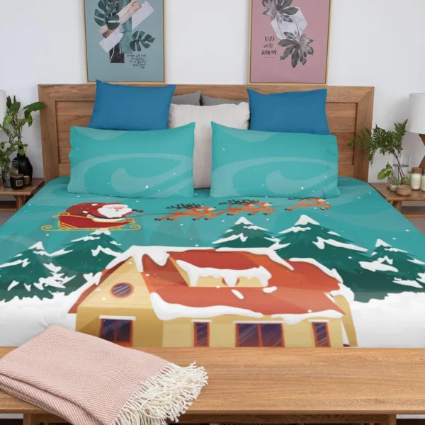 Flying Santa Christmas Bedsheet