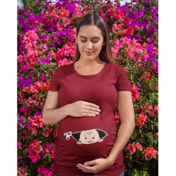 Maternity T-Shirts - Unique Design Baby Watching From Stomach