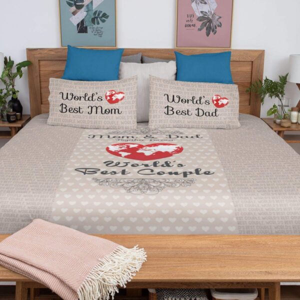 Worlds Best Mom Dad Bedsheet for Parents