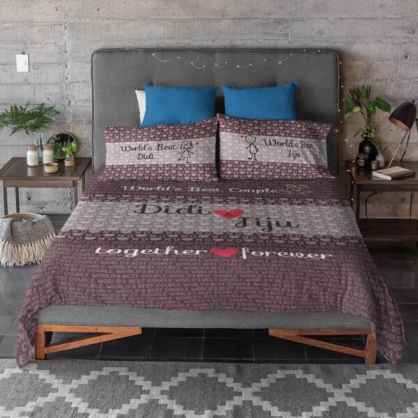 Couple, Printed Bedsheet with 2 Pillow Covers - Worlds Best Didi Jiju