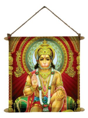 Blissful Hanuman Poster Wall Painting Hanging Scroll Canvas 12 x 12 inches