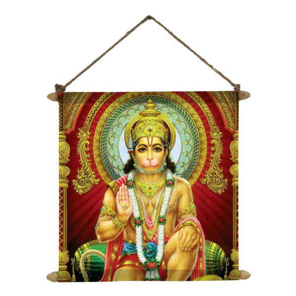 Blissful Hanuman Poster Wall Painting Hanging Scroll Canvas 12 x 12 inches