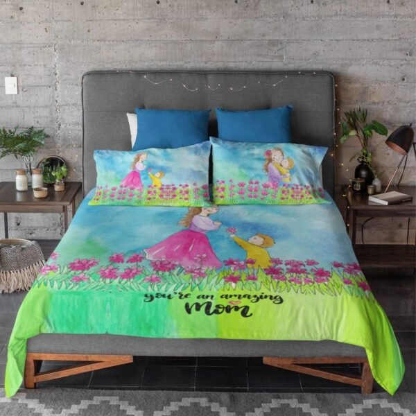 for Mother King Size Velvet Double Bedsheet with 2 Pillow Covers Birthday Present - Best Mom Ever - Brown