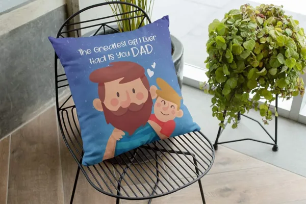 Birthday 12 x 12 inches Had is You Dad Printed Velvet Cushion Cover Throw Pillow