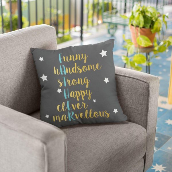 Birthday 12 x 12 inches Starry Handsome Father Printed Velvet Cushion Cover Throw Pillow