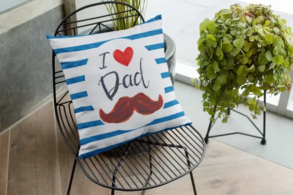 Birthday 12 x 12 inches I Love Dad Printed Velvet Cushion Cover Throw Pillow