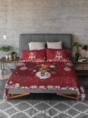 Stylish Reindeer Printed Christmas Bedsheet