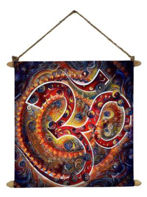 Colorful Om Poster Wall Painting Hanging Scroll Canvas - 12 x 12 inches