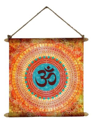 Beautiful Om Poster Wall Painting Hanging Scroll Canvas - 12 x 12 inches