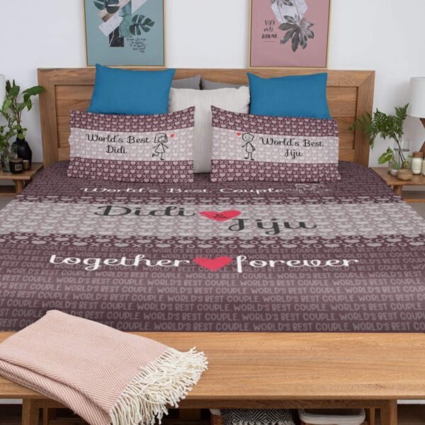 Couple, Printed Bedsheet with 2 Pillow Covers - Worlds Best Didi Jiju