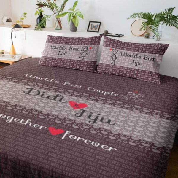 Couple, Printed Bedsheet with 2 Pillow Covers - Worlds Best Didi Jiju