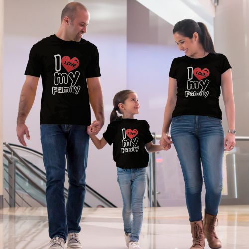 I Love My Family Matching Family T-Shirts for Mom, Dad and Kid/Son/Daughter Set of 3