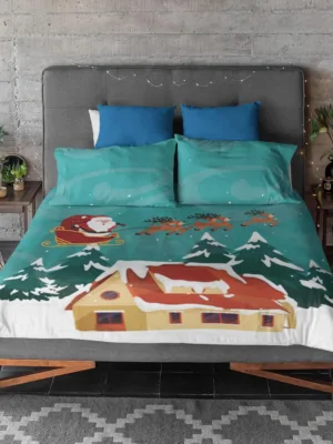 Flying Santa Christmas Bedsheet