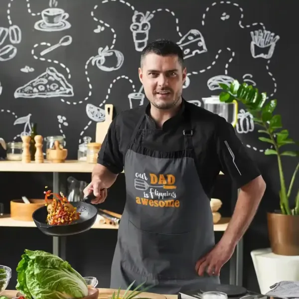 Dad Flipping Awesome Apron With Chef Hat