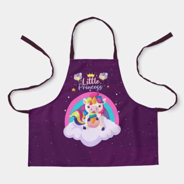 Little Princess Unicorn Printed Kid Chef Apron for Girl