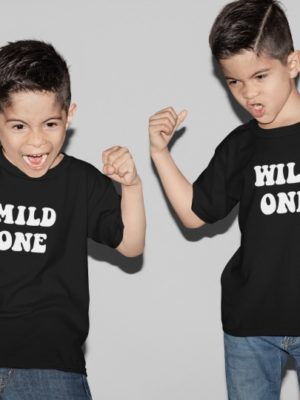 Mild One Wild One Cotton Printed Siblings T-Shirts for Brothers