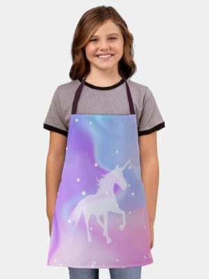 Unicorn Printed Kitchen Chef Apron for Girl