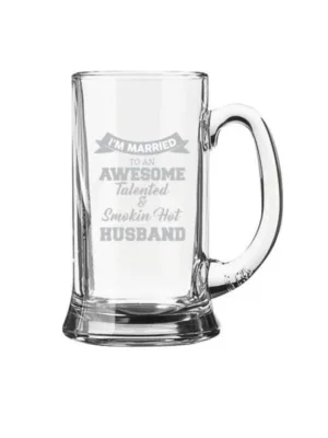 Awesome Talented Smoking Hot Husband Engraved Beer Mug