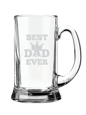 Best Dad Ever Engraved Beer Glass Mug