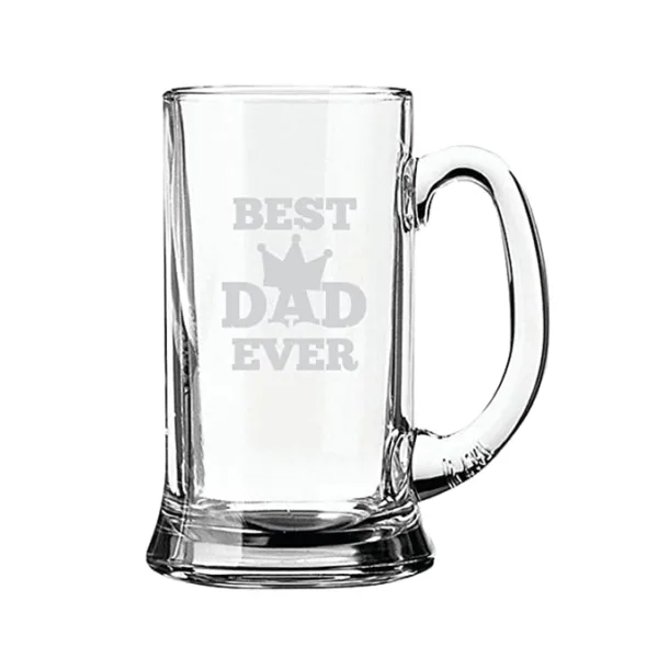 Best Dad Ever Engraved Beer Glass Mug