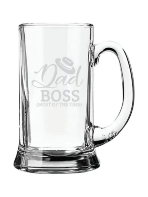 Funny Dad Boss Engraved Beer Mug