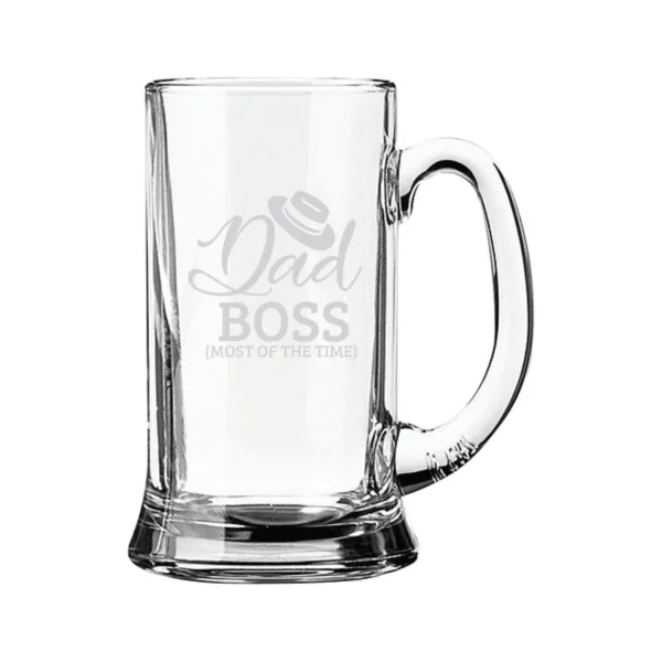 Funny Dad Boss Engraved Beer Mug