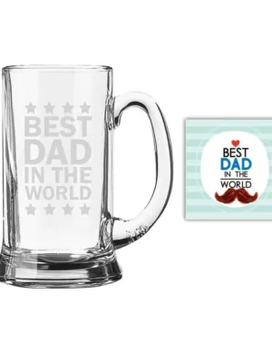 Best Dad in The World Engraved  Beer Muscular Mug