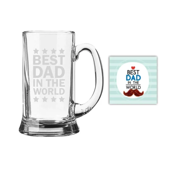 Best Dad in The World Engraved  Beer Muscular Mug