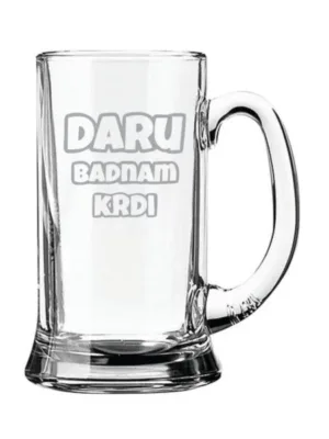 Daaru Badnam Kardi Hindi Engraved Beer Mug