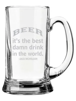 Best Drink in The World Engraved Beer Glass Mug