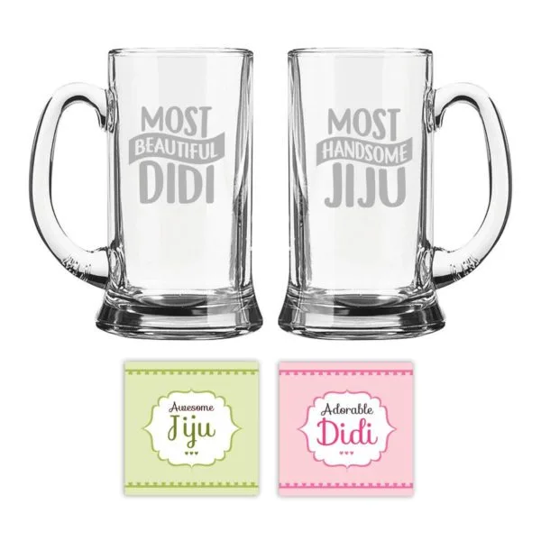 Most Beautiful Didi Jiju Engraved Beer Mugs