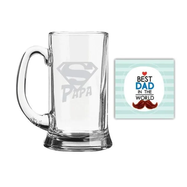 Super Papa Engraved Beer Mug