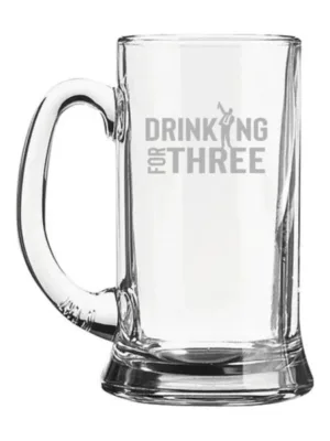 Drinking for Three Engraved Beer Mug