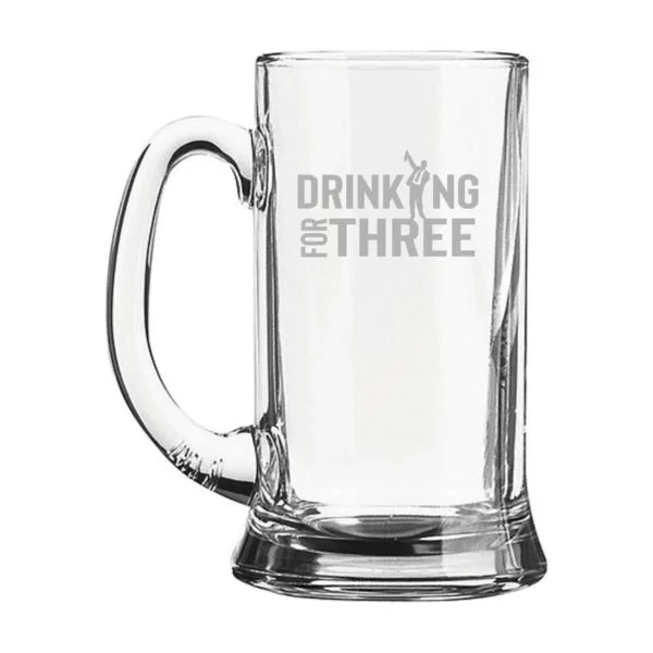Drinking for Three Engraved Beer Mug