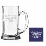 Worlds Most Awesome Dad Engraved Beer Mug