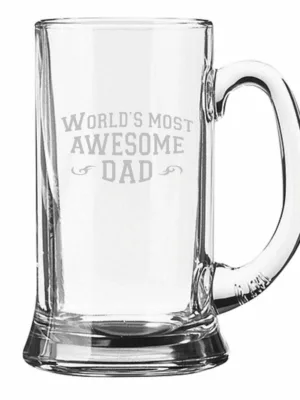 Worlds Most Awesome Dad Engraved Beer Mug