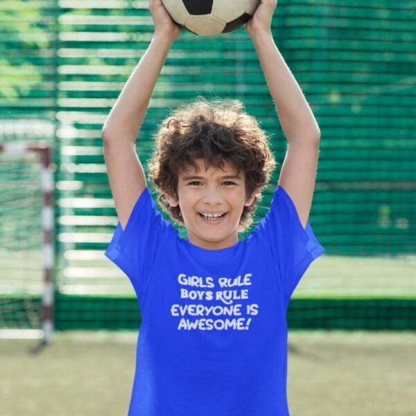 Girls Rule Boys Rule Everyone is Awesome Printed T-Shirt