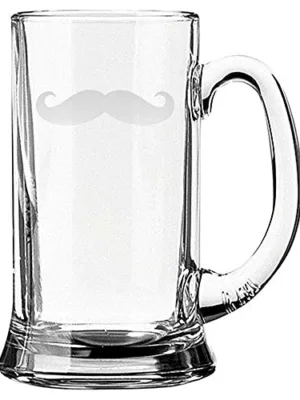 Moustache Icon Engraved Beer mug