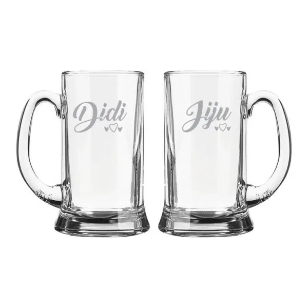 Didi Jiju Hearts Engraved Beer Mug