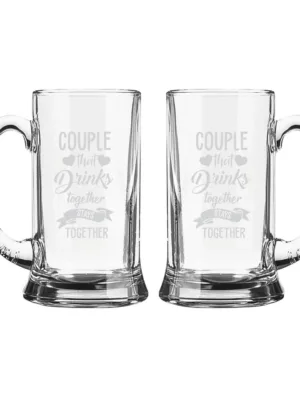 Couple Stays Together Engraved Beer Mug