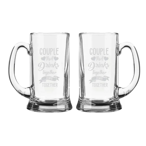 Couple Stays Together Engraved Beer Mug