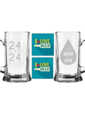 Beer Life Engraved Beer Mug Set Combo