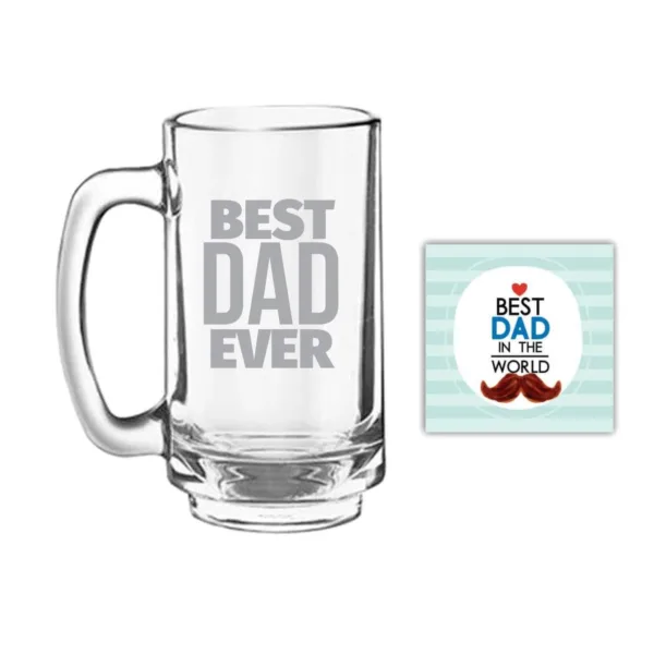 Best Dad Ever Engraved Beer Mug