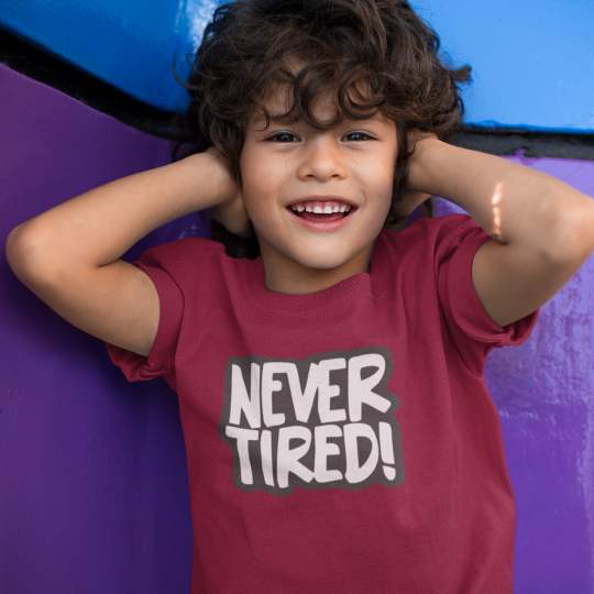 Never Tired Boy Printed Cotton T-Shirt