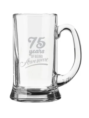 75 Years of Being Awesome Engraved Beer Mug