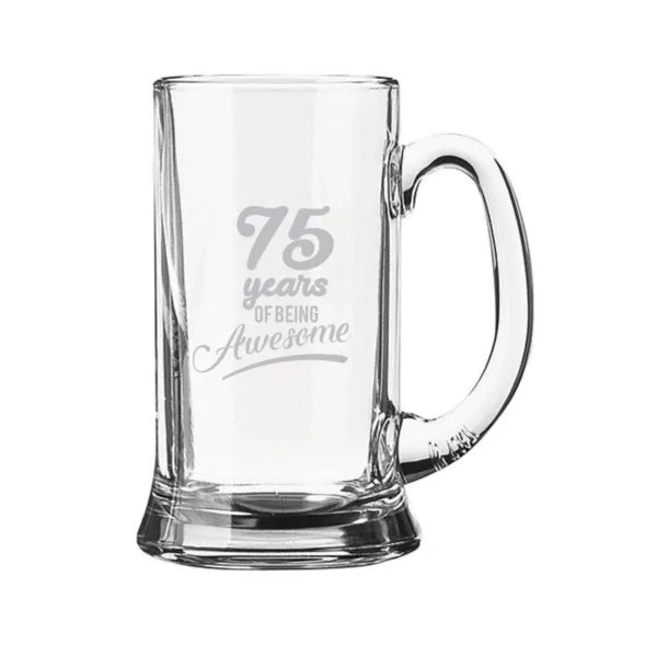 75 Years of Being Awesome Engraved Beer Mug