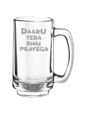 Daaru Tera Bhai Pilayega Hindi Engraved Beer Mug
