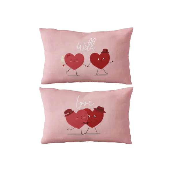 Love Doodle Printed Romantic Couple Bedsheet With 2 Pillow Cover